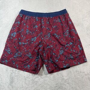Chubbies Equalizer Shorts Men Large Maroon Paint Splatter 7" Lined Swim Trunks
